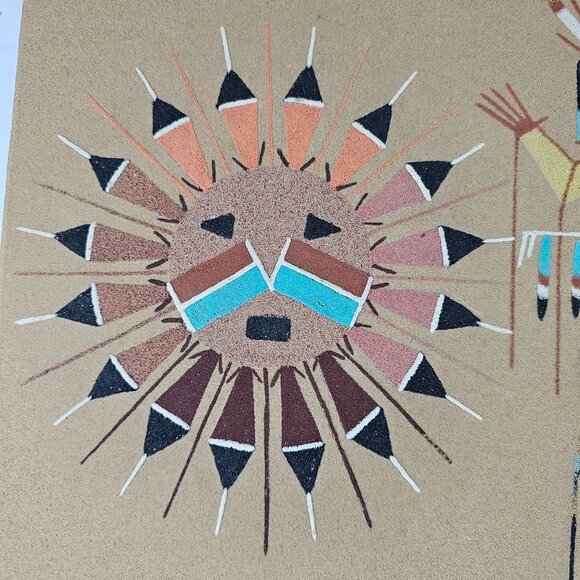 Stella Denetdale Sand Art On Board Sun & Chant God Native American Desi - Picture 3 of 9